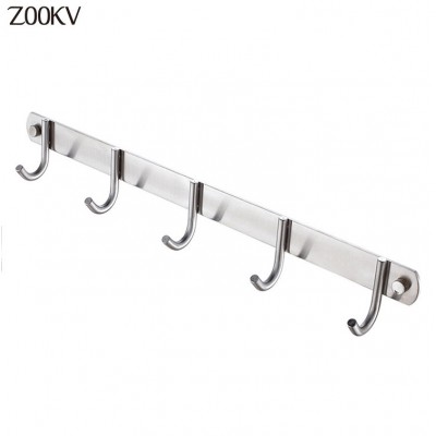 Bathroom Robe Hook 5 Hooks Stainless Steel Hanger Towel Hat Coat Clothes Wall Mounted Hook Hanger