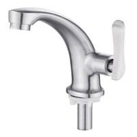 Hot Sale Deck Mounted 304 Stainless Steel Basin Faucet Single Lever Handle Cold Water Wash Basin Faucet For Bathroom