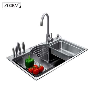 Kitchen Sink Set High-quality 304 Stainless Steel Single Sink Household Vegetable Washing Basin Sink Hot Sale