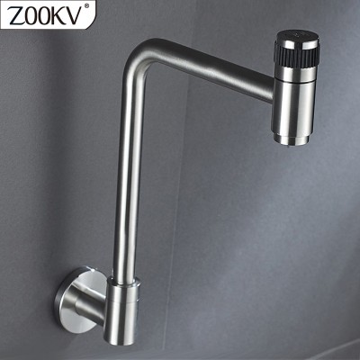 Hot Sale Wall Mounted 304 Stainless Steel Basin Faucet Cold Water Wash Basin Faucet For Bathroom