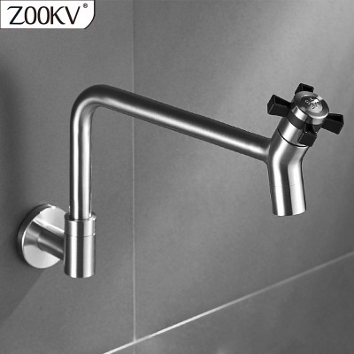 Sanitary fittings brushed wall mounted kitchen faucet sus304 stainless steel cold water kitchen taps