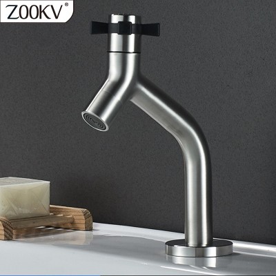 Stainless Steel 304 Single Cold Water Bathroom Faucet Basin Bathroom Mixer Tap