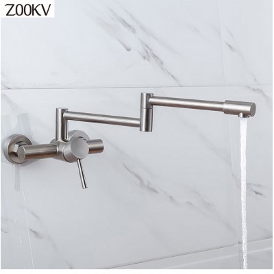 Wall Mounted Single Handle Luxury Stainless Steel Telescopic Kitchen Water Mixer Faucets