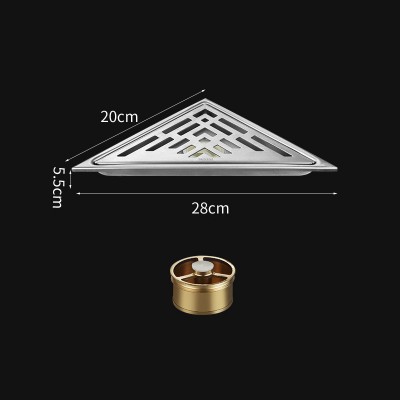 Toilet Corner Floor Drain Stainless Steel 304 Triangle Tasteless Floor Drain Hotel Copper Core Floor Drain